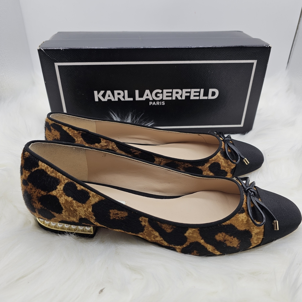 Karl Lagerfeld Leopard Print Ballet Flats